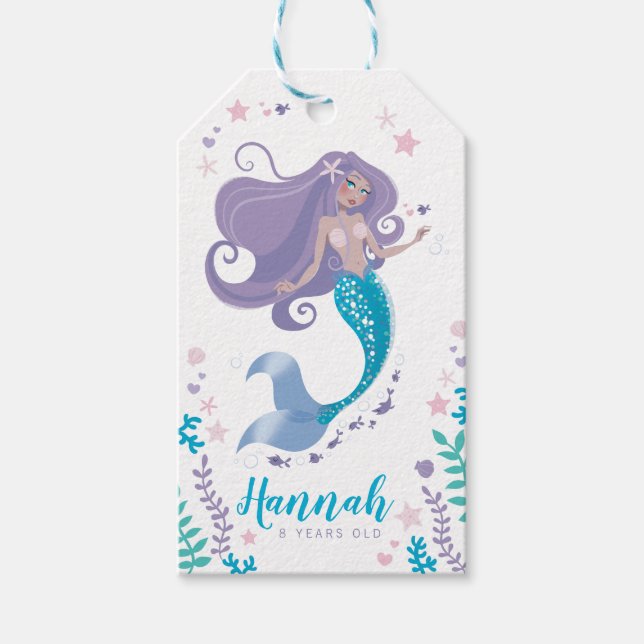 Etiqueta de regalo de sirena Trajes de Chica de fi (Anverso)