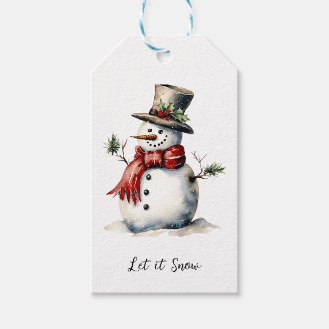 Etiqueta de regalo de Snowman editable (Anverso)