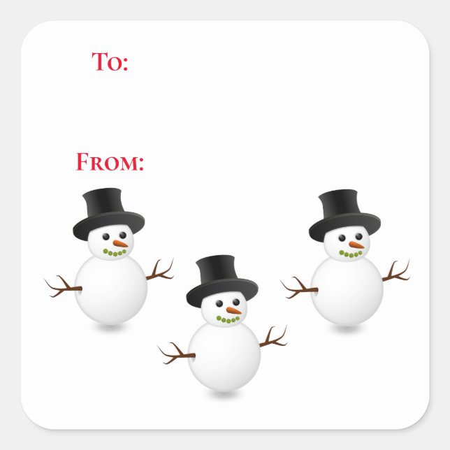 Etiqueta de regalo de Snowman To and From (Anverso)