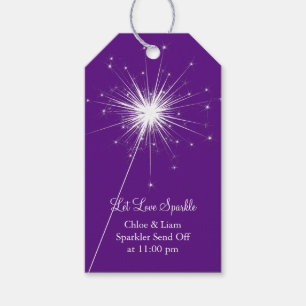 Etiqueta de regalo de Sparkler - púrpura