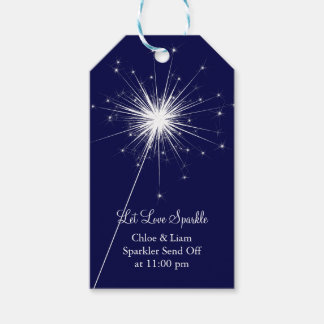 Etiqueta de regalo de Sparkles de Amor - Azul