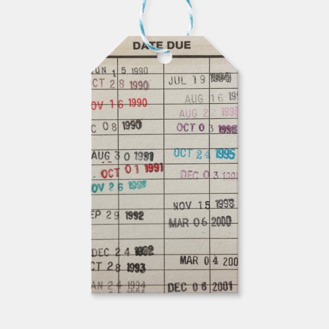 Etiqueta de regalo de tarjetas de biblioteca impre (Anverso)