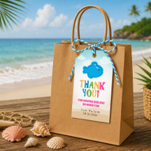 Etiqueta de regalo de tema de playa colorido (jugu