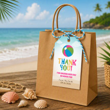 Etiqueta de Regalo de Tema de Playa Colorido (Pelo