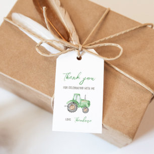 Etiqueta de regalo de tractor verde