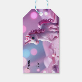 Etiqueta de regalo de Unicornio Poni Rosa