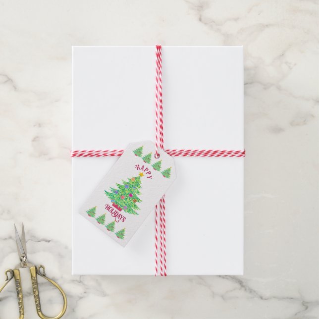 Etiqueta de regalo de vacaciones (Con cuerda)