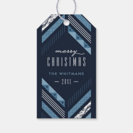 Etiqueta de regalo de vacaciones con banda de espi