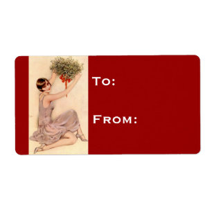 Etiqueta de regalo de vacaciones de Flapper Vintag