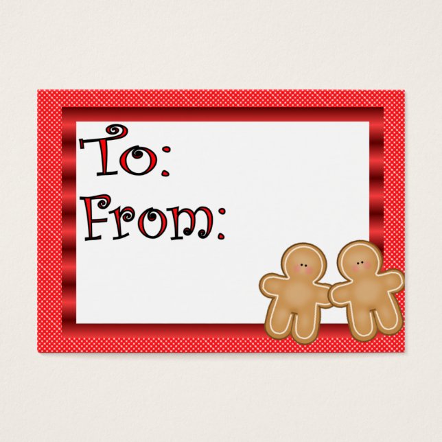 Etiqueta de regalo de vacaciones de Gingerbread (Frente)