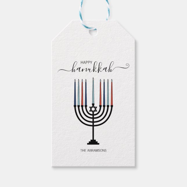 Etiqueta de regalo de vacaciones de Hanukkah Menor (Anverso)