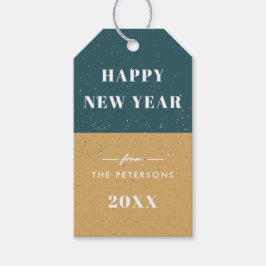 Etiqueta de regalo de vacaciones geométricas de Añ