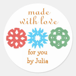 Etiqueta de regalo de vacaciones "Hecho con amor"