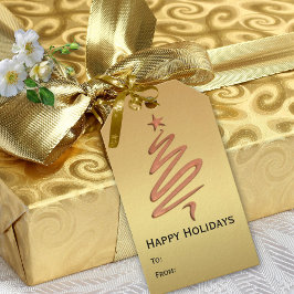 Etiqueta de regalo de vacaciones metálicas de Rosa