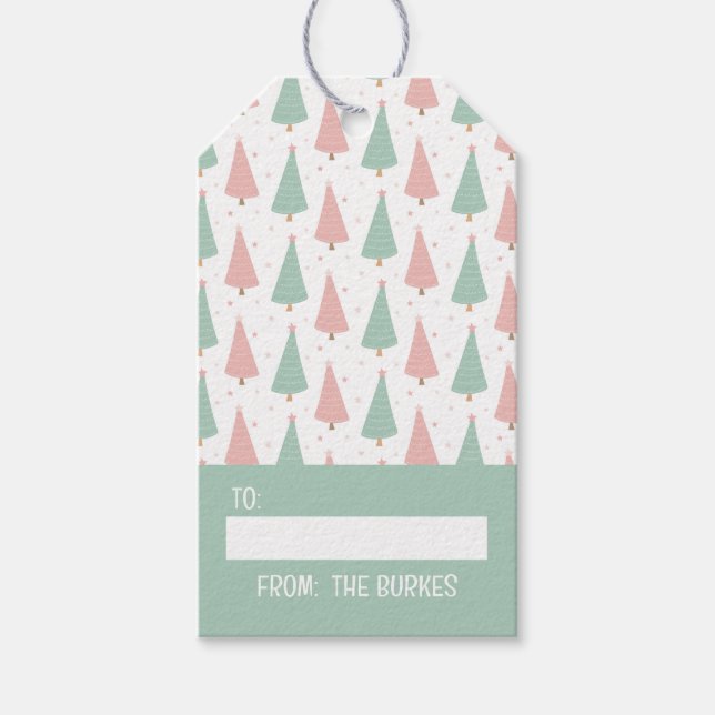 Etiqueta de regalo de vacaciones rosa/mint (Anverso)