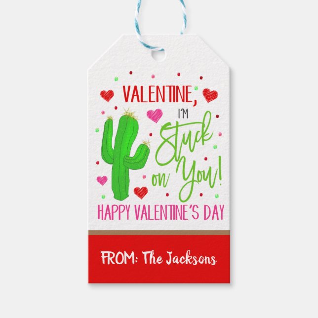 Etiqueta de regalo de Valentine Cactus (Anverso)