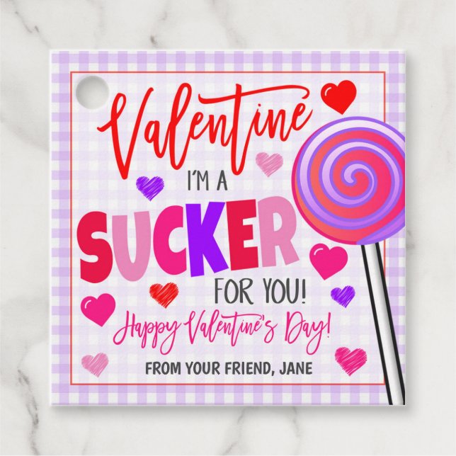 Etiqueta de regalo de Valentine Sucker (Anverso)