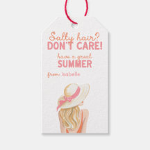 Etiqueta de regalo de verano Salty Hair Don't Care
