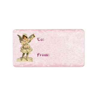 Etiqueta de regalo de vintage Christmas Angel Pres