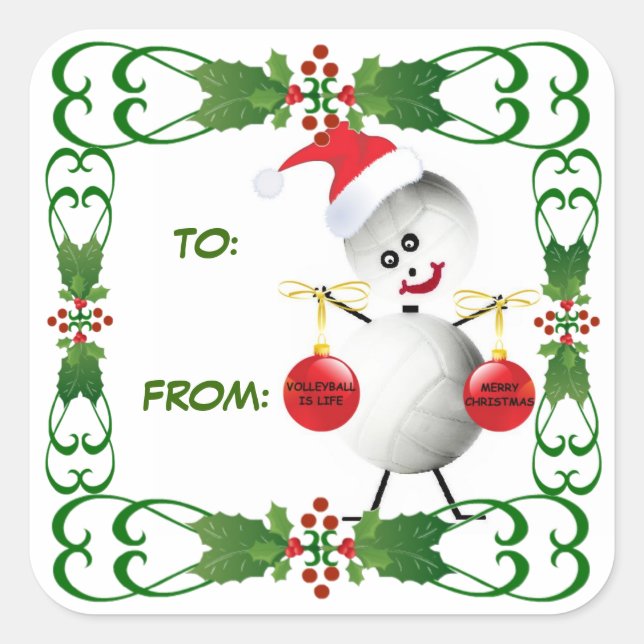 Etiqueta de regalo de voleibol para navidades (Anverso)