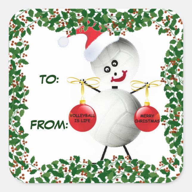 Etiqueta de regalo de voleibol para Navidades de H (Anverso)
