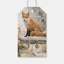Etiqueta de regalo de Zorro de Invierno