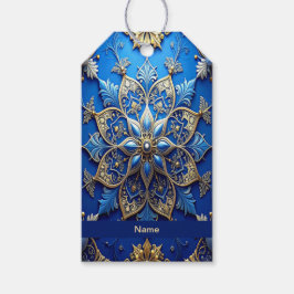 Etiqueta de regalo decorativa azul para fiestas