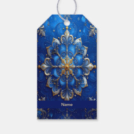 Etiqueta de regalo decorativa azul para fiestas