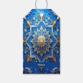Etiqueta de regalo decorativa azul para fiestas