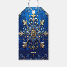 Etiqueta de regalo decorativa azul para fiestas