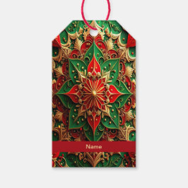 Etiqueta de regalo decorativa navideña verde roja