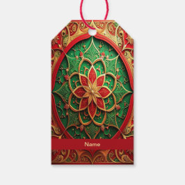 Etiqueta de regalo decorativa navideña verde roja