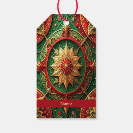 Etiqueta de regalo decorativa navideña verde roja