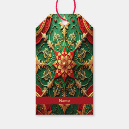 Etiqueta de regalo decorativa navideña verde roja