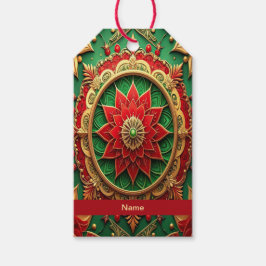 Etiqueta de regalo decorativa navideña verde roja