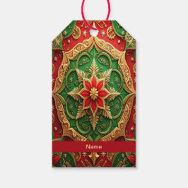 Etiqueta de regalo decorativa navideña verde roja
