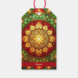 Etiqueta De Regalo Decorativa Navideña Verde Rojo