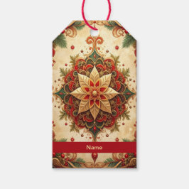 Etiqueta de Regalo Decorativa Navideña Verde Rojo