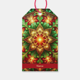 Etiqueta de regalo decorativa verde roja para fies