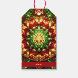Etiqueta de Regalo Decorativa Verde Roja para las 