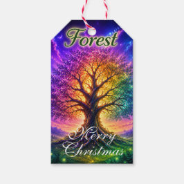 Etiqueta de regalo del árbol de la vida del bosque