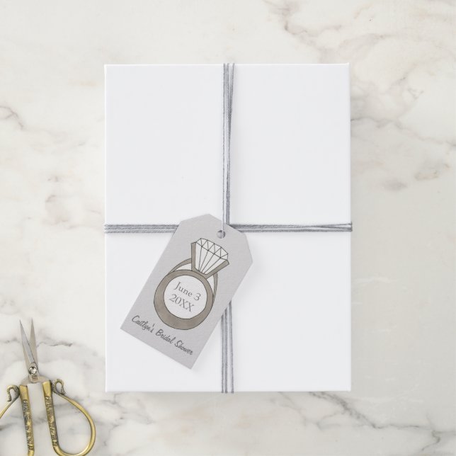 Etiqueta de regalo del Boda de ducha de novia del  (Con cuerda)
