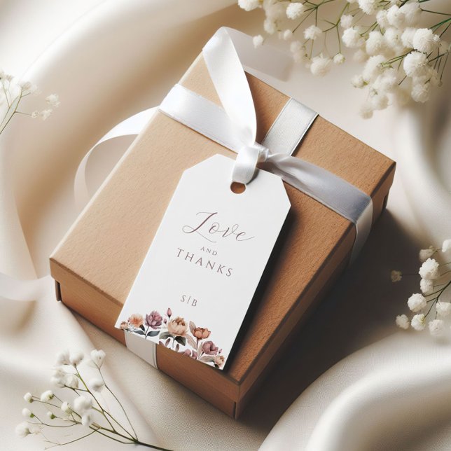 Etiqueta de regalo del Boda floral púrpura de Boho (Subido por el creador)