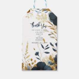 ETIQUETA DE REGALO DEL boda | Navy Yellow Gold Flo