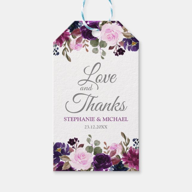 Etiqueta de regalo del Boda Purple Lavender Floral (Anverso)