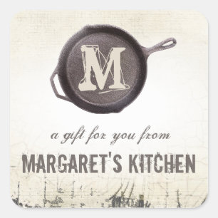 etiqueta de regalo del chef de cocina de sartén de