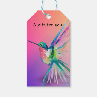 Etiqueta de regalo del colibrí arcoiris
