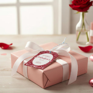 Etiqueta de regalo del Día de San Valentín con cor