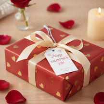 Etiqueta de regalo del Día de San Valentín con dis
