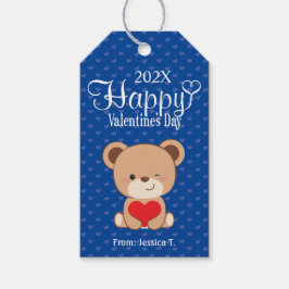 Etiqueta de regalo del Día de San Valentín de oso